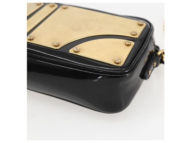 Borsa a Spalla Miu Miu Catena Smalto 2 in 1 Nero Oro Auth 159323V D'oro - vista 16