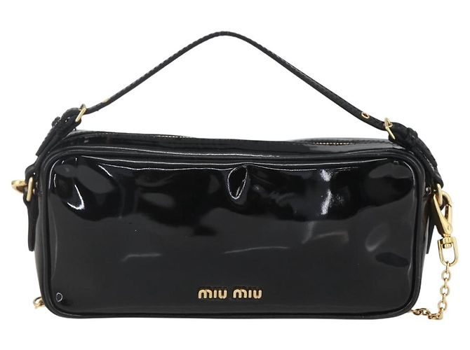 Borsa a Spalla Miu Miu Catena Smalto 2 in 1 Nero Oro Auth 159323V D'oro - vista 2