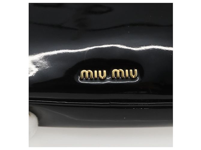 Borsa a Spalla Miu Miu Catena Smalto 2 in 1 Nero Oro Auth 159323V D'oro - vista 20