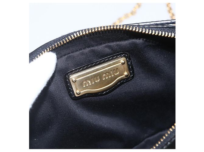 Borsa a Spalla Miu Miu Catena Smalto 2 in 1 Nero Oro Auth 159323V D'oro - vista 21