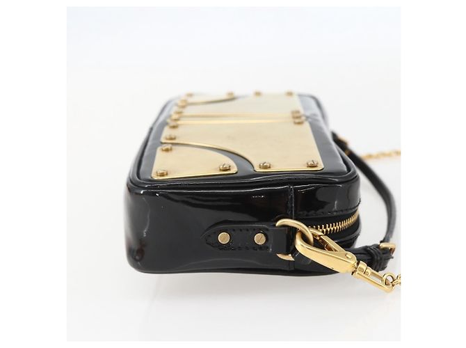 Borsa a Spalla Miu Miu Catena Smalto 2 in 1 Nero Oro Auth 159323V D'oro - vista 4