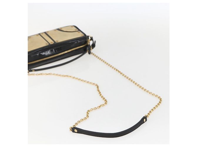 Borsa a Spalla Miu Miu Catena Smalto 2 in 1 Nero Oro Auth 159323V D'oro - vista 8