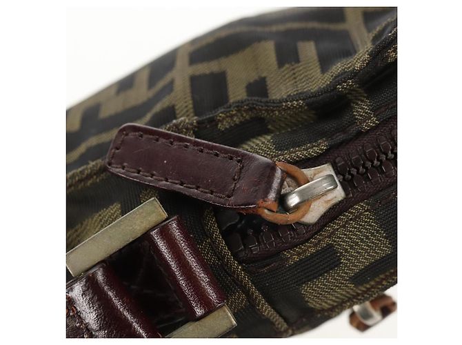 Borsa a Spalla in Tela Zucca FENDI Nera Marrone Auth am10053 Nero - vista 10