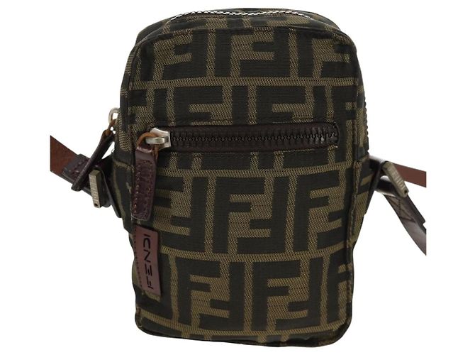 Borsa a Spalla in Tela Zucca FENDI Nera Marrone Auth am10053 Nero - vista 13