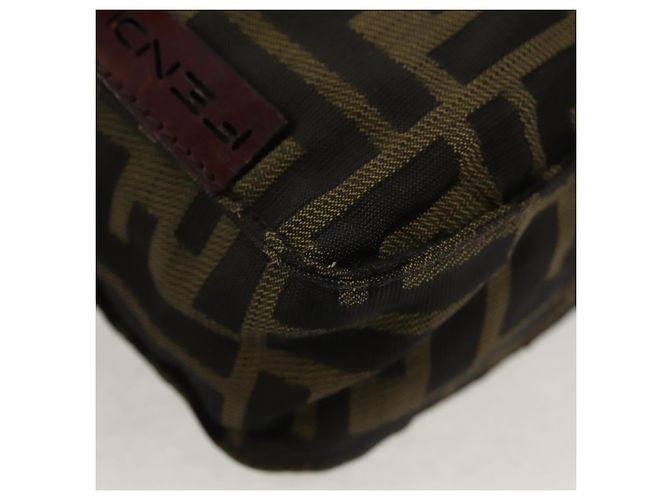 Borsa a Spalla in Tela Zucca FENDI Nera Marrone Auth am10053 Nero - vista 15