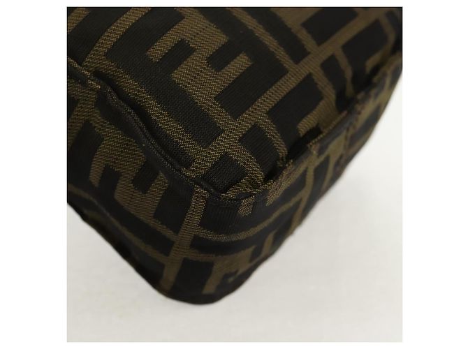 Borsa a Spalla in Tela Zucca FENDI Nera Marrone Auth am10053 Nero - vista 17