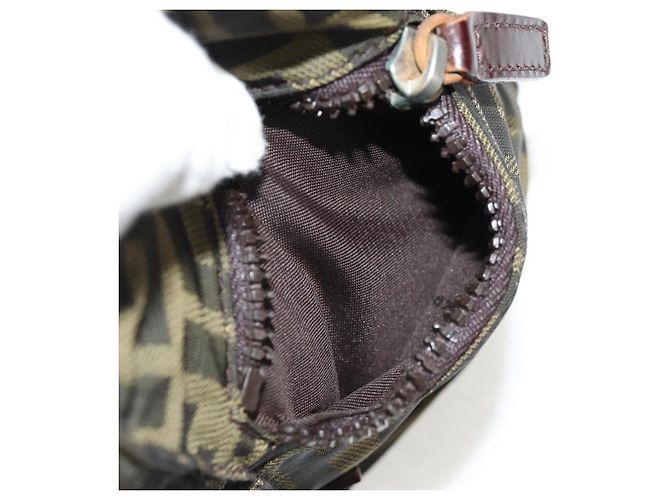 Borsa a Spalla in Tela Zucca FENDI Nera Marrone Auth am10053 Nero - vista 21