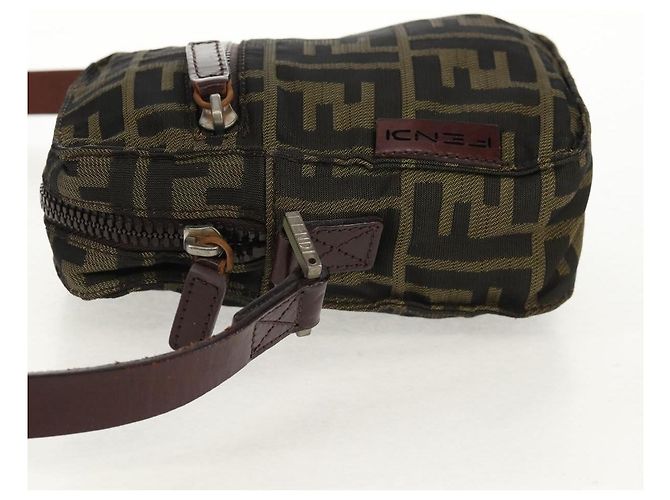 Borsa a Spalla in Tela Zucca FENDI Nera Marrone Auth am10053 Nero - vista 3