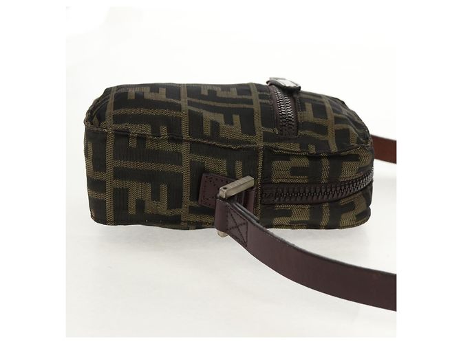 Borsa a Spalla in Tela Zucca FENDI Nera Marrone Auth am10053 Nero - vista 4