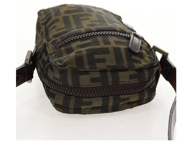 Borsa a Spalla in Tela Zucca FENDI Nera Marrone Auth am10053 Nero - vista 6
