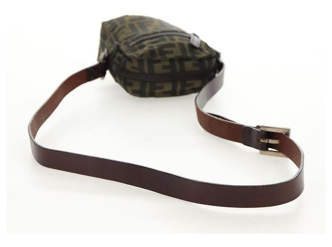 Borsa a Spalla in Tela Zucca FENDI Nera Marrone Auth am10053 Nero - vista 7