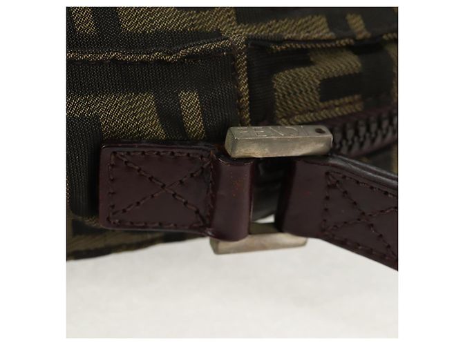 Borsa a Spalla in Tela Zucca FENDI Nera Marrone Auth am10053 Nero - vista 9