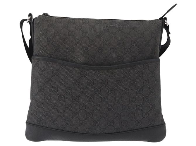Borsa a Spalla GG Canvas Gucci Nera Argento 374414 Auth 156793 Nero - vista 2
