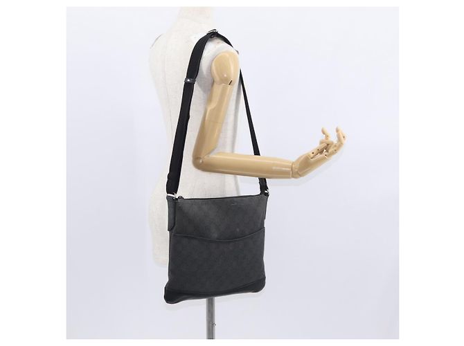 Borsa a Spalla GG Canvas Gucci Nera Argento 374414 Auth 156793 Nero - vista 23