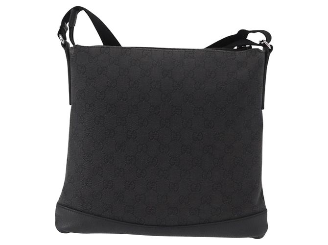 Borsa a Spalla GG Canvas Gucci Nera Argento 374414 Auth 156793 Nero - vista 3