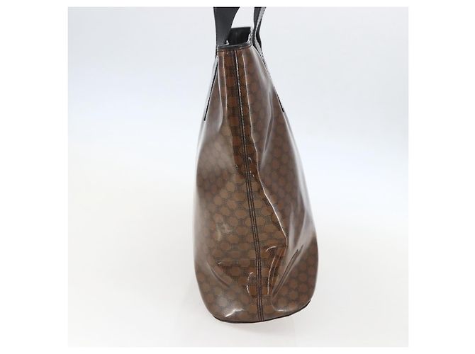 Céline Borsa a Spalla in Tela Macadam CELINE Vinile Marrone Oro Auth 148538 D'oro - vista 4