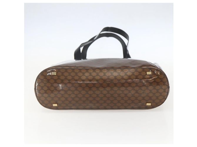 Céline Borsa a Spalla in Tela Macadam CELINE Vinile Marrone Oro Auth 148538 D'oro - vista 5