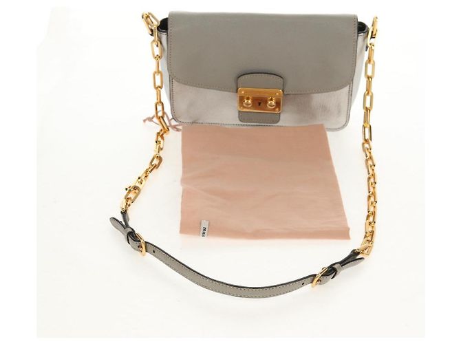 Borsa a Spalla in Pelle Miu Miu con Catena Oro Argento Auth 159240V D'oro - vista 12