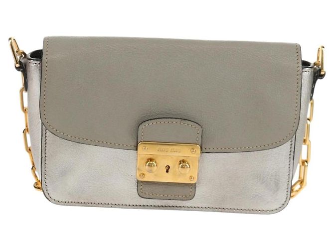 Borsa a Spalla in Pelle Miu Miu con Catena Oro Argento Auth 159240V D'oro - vista 13