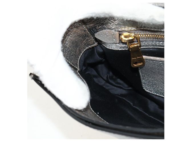 Borsa a Spalla in Pelle Miu Miu con Catena Oro Argento Auth 159240V D'oro - vista 24
