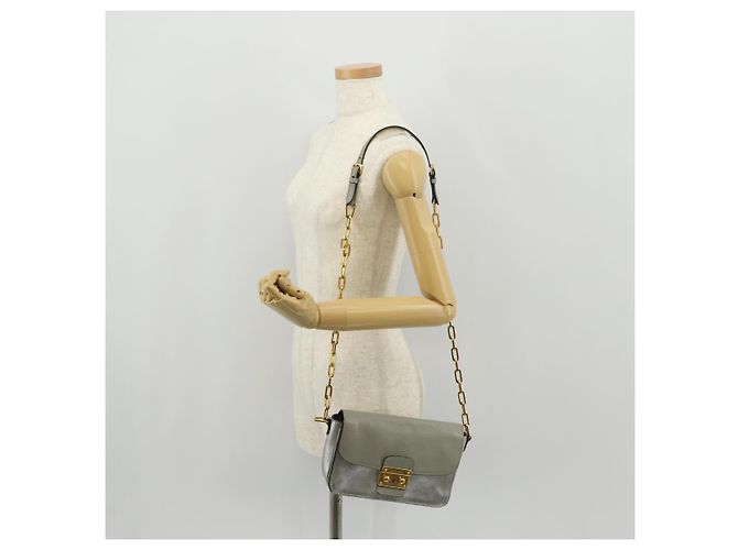 Borsa a Spalla in Pelle Miu Miu con Catena Oro Argento Auth 159240V D'oro - vista 28