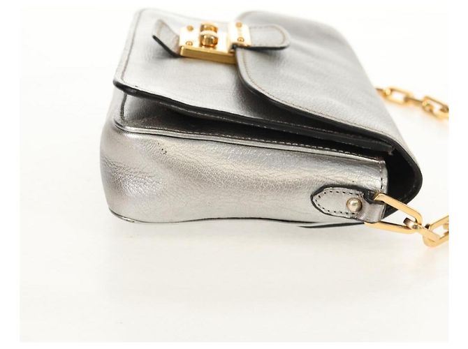 Borsa a Spalla in Pelle Miu Miu con Catena Oro Argento Auth 159240V D'oro - vista 4