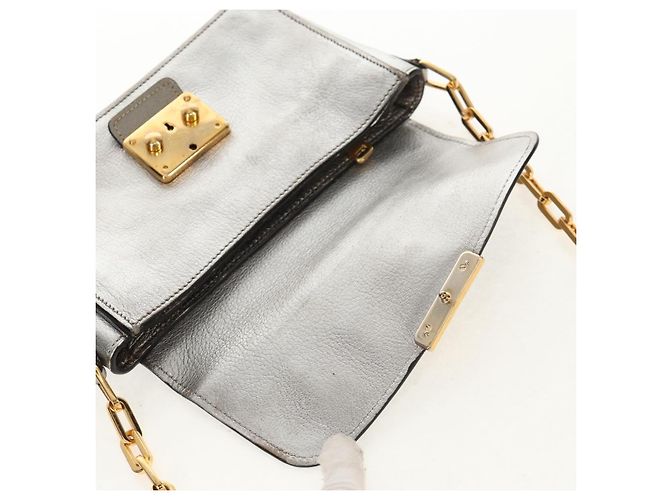 Borsa a Spalla in Pelle Miu Miu con Catena Oro Argento Auth 159240V D'oro - vista 9