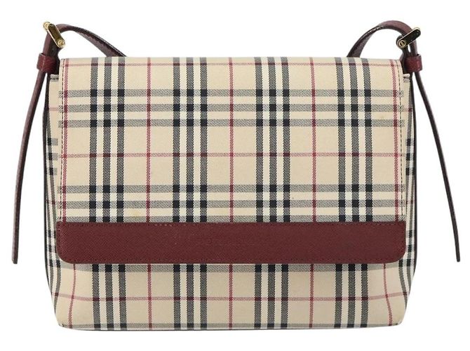 Burberry Borsa a Spalla Nova Check in Tela Beige Oro Auth BA9136 D'oro - vista 13