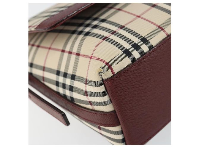Burberry Borsa a Spalla Nova Check in Tela Beige Oro Auth BA9136 D'oro - vista 14