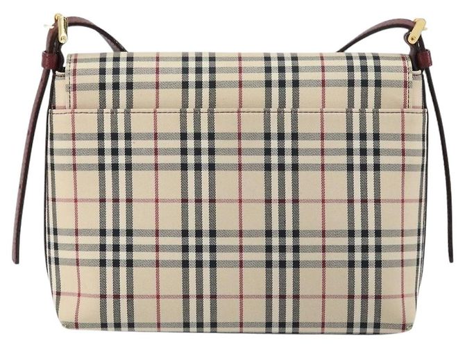 Burberry Borsa a Spalla Nova Check in Tela Beige Oro Auth BA9136 D'oro - vista 2