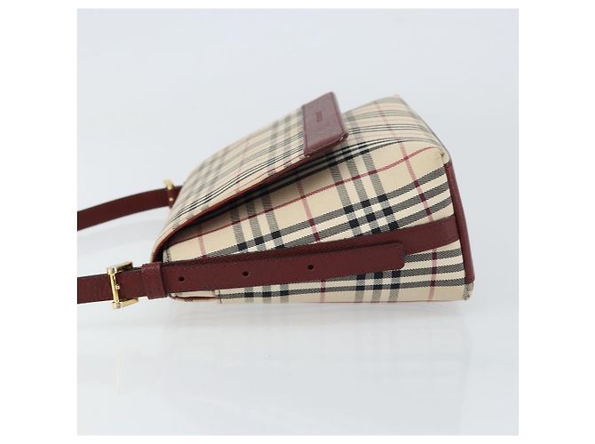 Burberry Borsa a Spalla Nova Check in Tela Beige Oro Auth BA9136 D'oro - vista 4