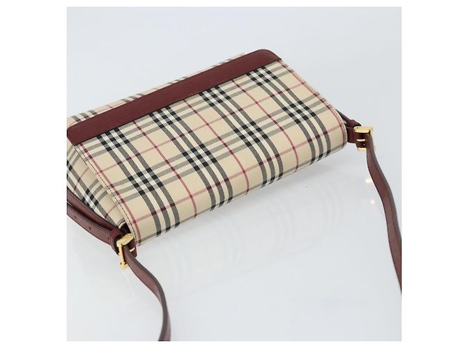 Burberry Borsa a Spalla Nova Check in Tela Beige Oro Auth BA9136 D'oro - vista 6