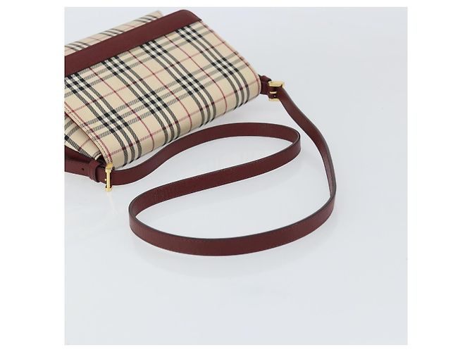 Burberry Borsa a Spalla Nova Check in Tela Beige Oro Auth BA9136 D'oro - vista 7