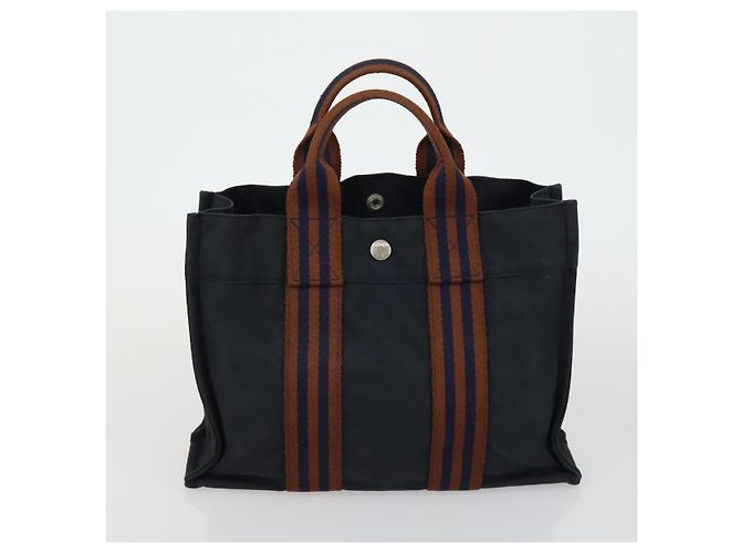 Hermès HERMES Borsa Fourre Tout Marrone in Tela 4 Set Nero Blu Marino Grigio Auth 157079 Blu navy - vista 14