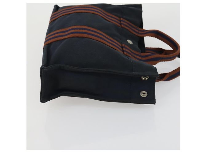Hermès HERMES Borsa Fourre Tout Marrone in Tela 4 Set Nero Blu Marino Grigio Auth 157079 Blu navy - vista 16