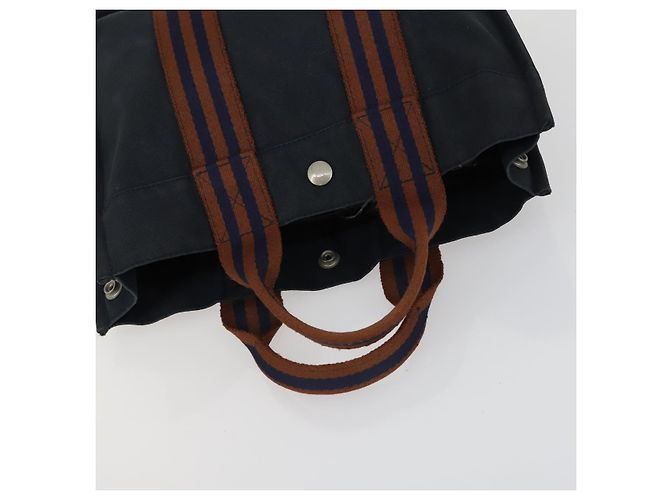 Hermès HERMES Borsa Fourre Tout Marrone in Tela 4 Set Nero Blu Marino Grigio Auth 157079 Blu navy - vista 17