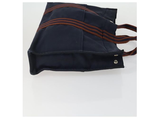 Hermès HERMES Borsa Fourre Tout Marrone in Tela 4 Set Nero Blu Marino Grigio Auth 157079 Blu navy - vista 4