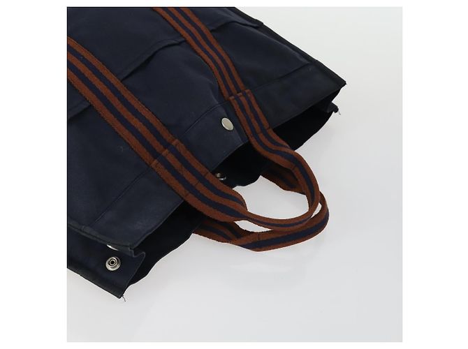 Hermès HERMES Borsa Fourre Tout Marrone in Tela 4 Set Nero Blu Marino Grigio Auth 157079 Blu navy - vista 5