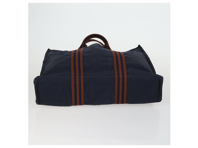 Hermès HERMES Borsa Fourre Tout Marrone in Tela 4 Set Nero Blu Marino Grigio Auth 157079 Blu navy - vista 6