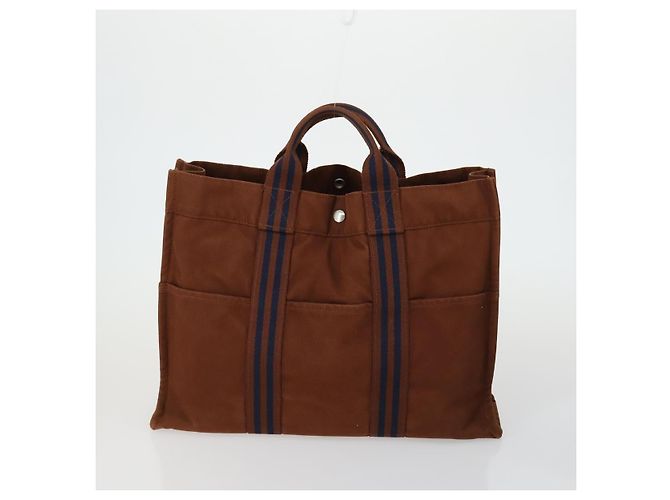 Hermès HERMES Borsa Fourre Tout Marrone in Tela 4 Set Nero Blu Marino Grigio Auth 157079 Blu navy - vista 8