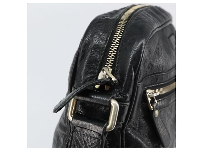 Borsa a spalla in tela Guccissima GG in pelle nera e argento 201448 Auth BA9077 Nero - vista 15