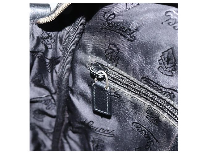 Borsa a spalla in tela Guccissima GG in pelle nera e argento 201448 Auth BA9077 Nero - vista 20