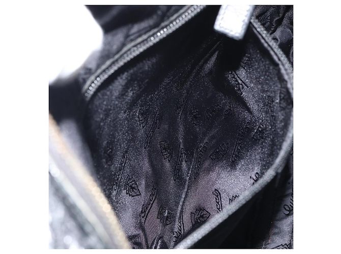 Borsa a spalla in tela Guccissima GG in pelle nera e argento 201448 Auth BA9077 Nero - vista 21