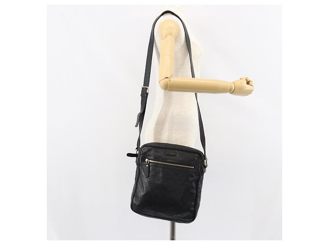 Borsa a spalla in tela Guccissima GG in pelle nera e argento 201448 Auth BA9077 Nero - vista 25