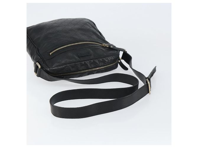 Borsa a spalla in tela Guccissima GG in pelle nera e argento 201448 Auth BA9077 Nero - vista 7