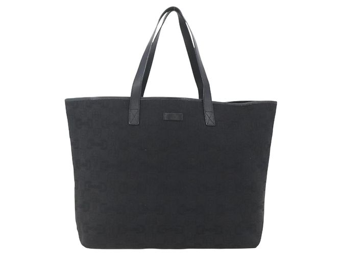 Borsa Tote in tela GUCCI Outlet Nero Oro 238696 Auth 160577 - vista 13