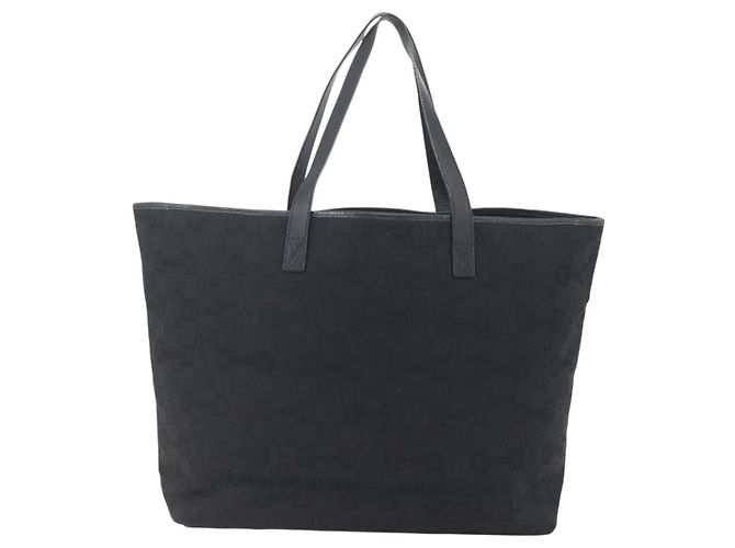 Borsa Tote in tela GUCCI Outlet Nero Oro 238696 Auth 160577 - vista 2