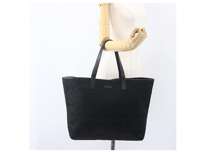 Borsa Tote in tela GUCCI Outlet Nero Oro 238696 Auth 160577 - vista 22