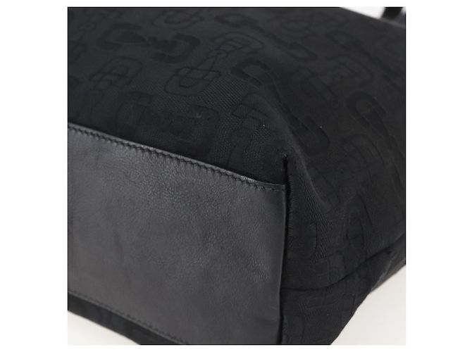 Borsa Tote in tela GUCCI Outlet Nero Oro 238696 Auth 160577 - vista 9