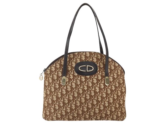 Christian Dior Trotter Canvas Tote Bag Beige Gold Auth 158084 - Ansicht 2